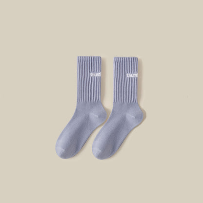Simple Letter Solid Color Soft Socks