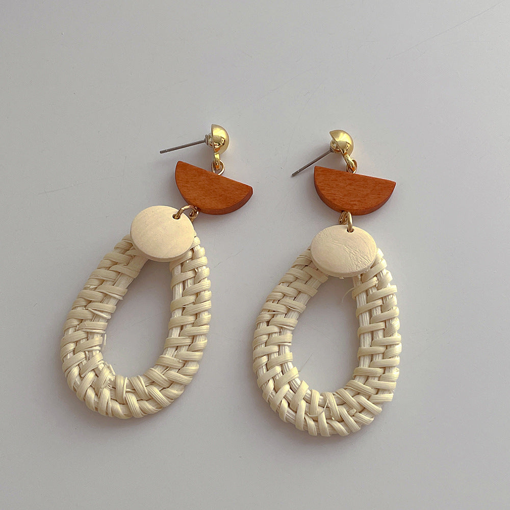 Wooden Vintage Rattan Elegant Earrings