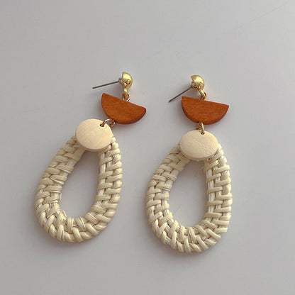 Wooden Vintage Rattan Elegant Earrings