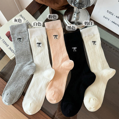 Bow Embroidered Breathable Sweet Socks