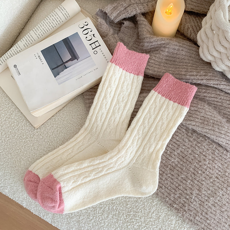 Color Block Twist Warm Thicken Socks