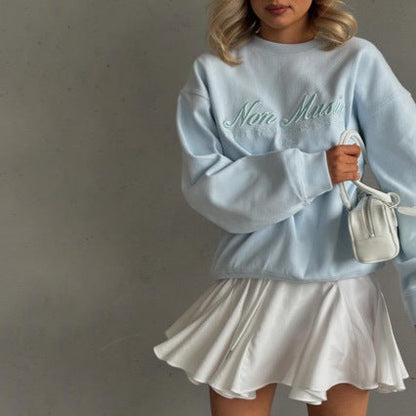 Letter Embroideries Loose Hoodie