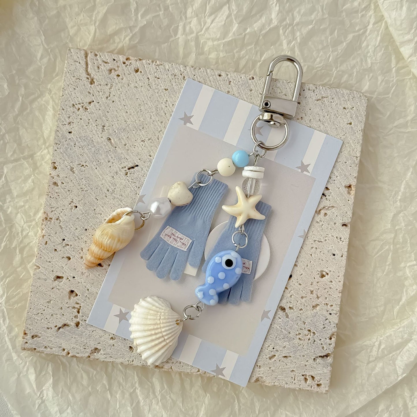 Cute Seashell Starfish Keychain Bag Charm