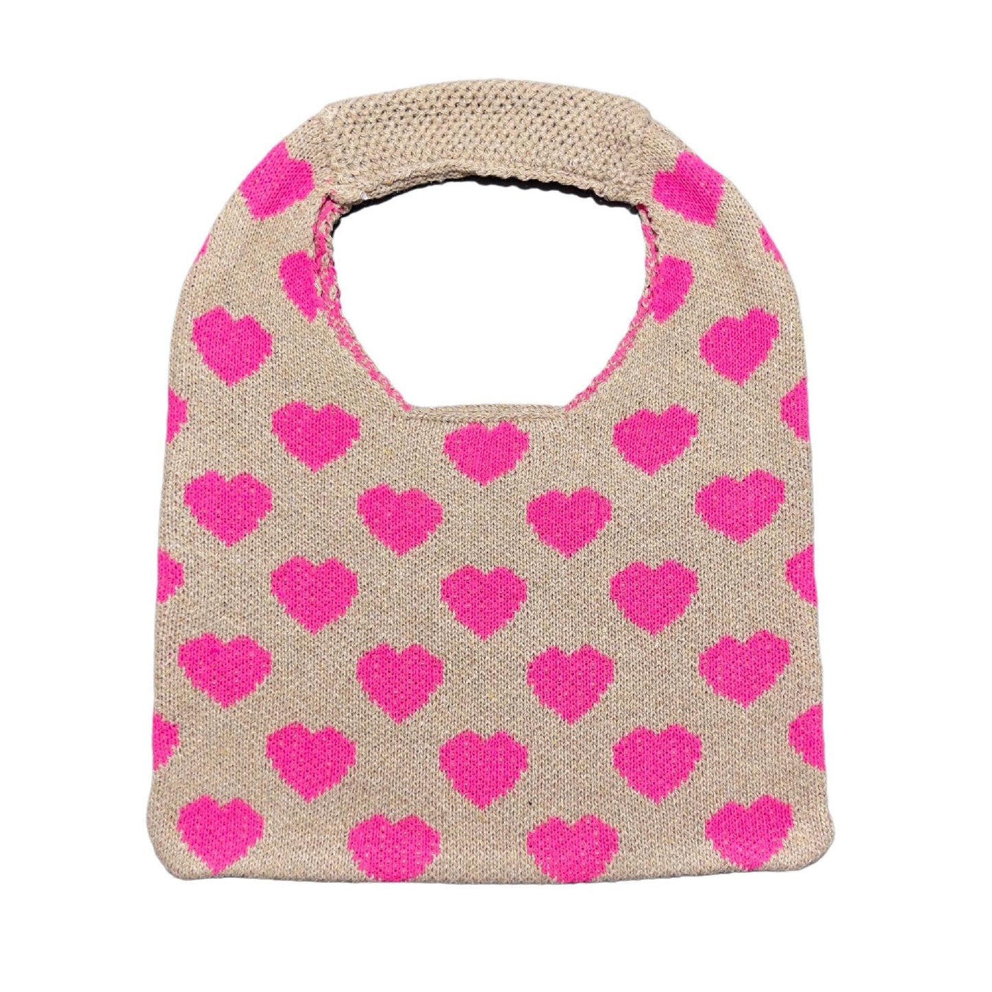 Cute Love Color Block Knit Shoulder Bag