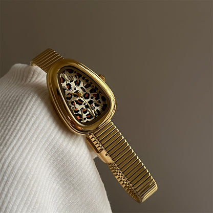 Retro Leopard Print Dial Quartz Wrist Watch