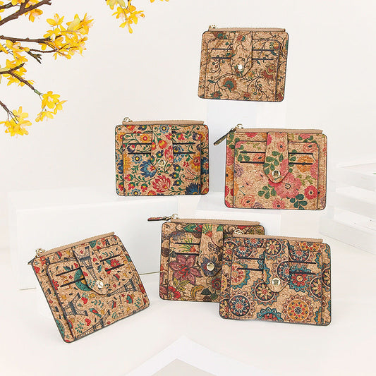 Vintage Cork Print Card Cases Wallets