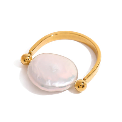 Danity Gold Plated Pearl Band Ring