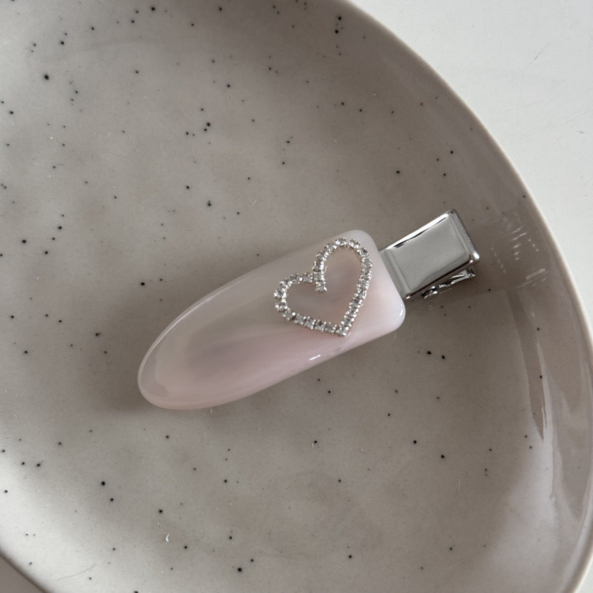 Cute Rhinestone Heart Acetate Hair Clip