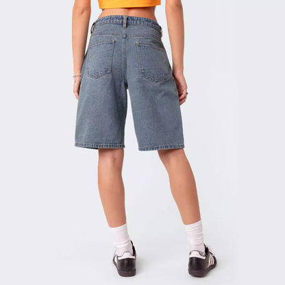 Low Waisted Casual Denim Bermuda Shorts