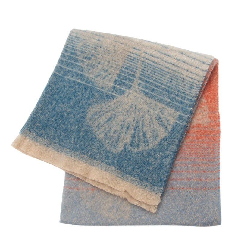 Leaf Print Gradient Color Scarves