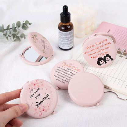 Pink Print Mini Foldable Makeup Mirror