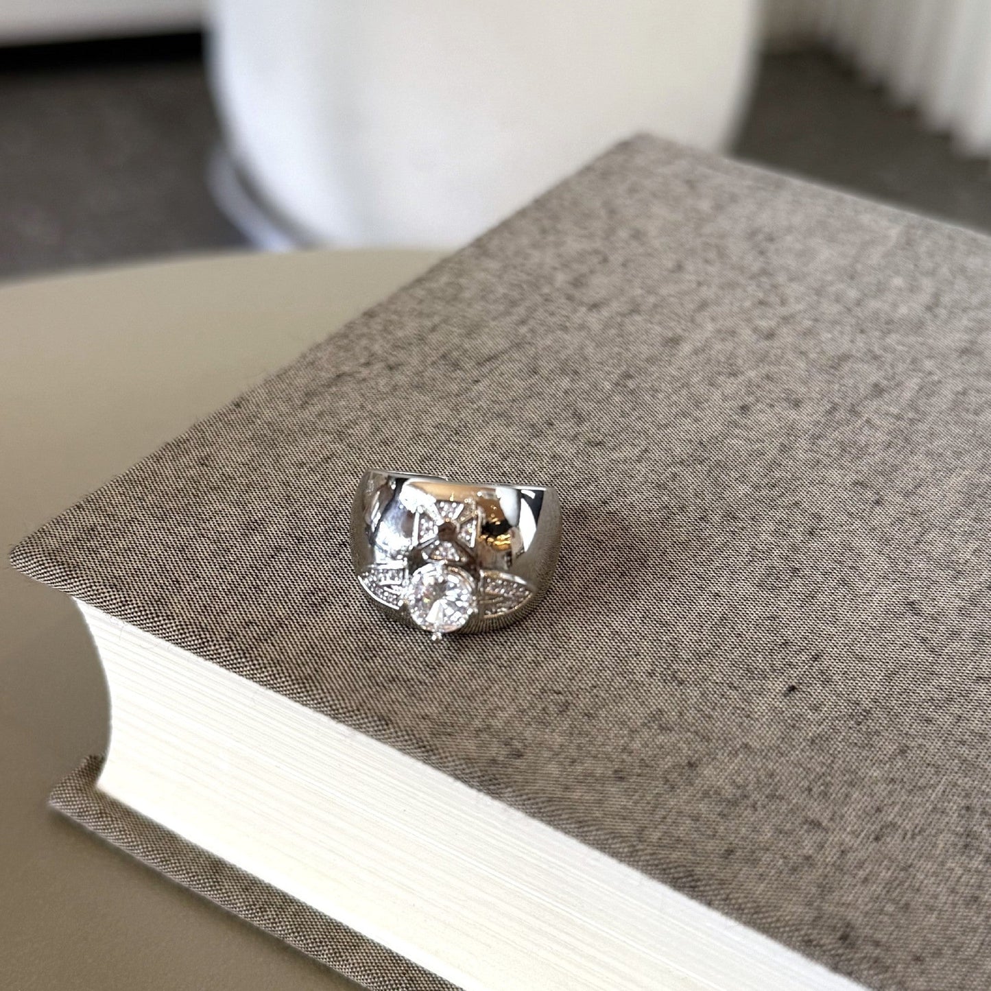 Trendy Rhinestone Wide Open Bangle Bracelet