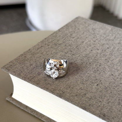 Trendy Rhinestone Wide Open Bangle Bracelet