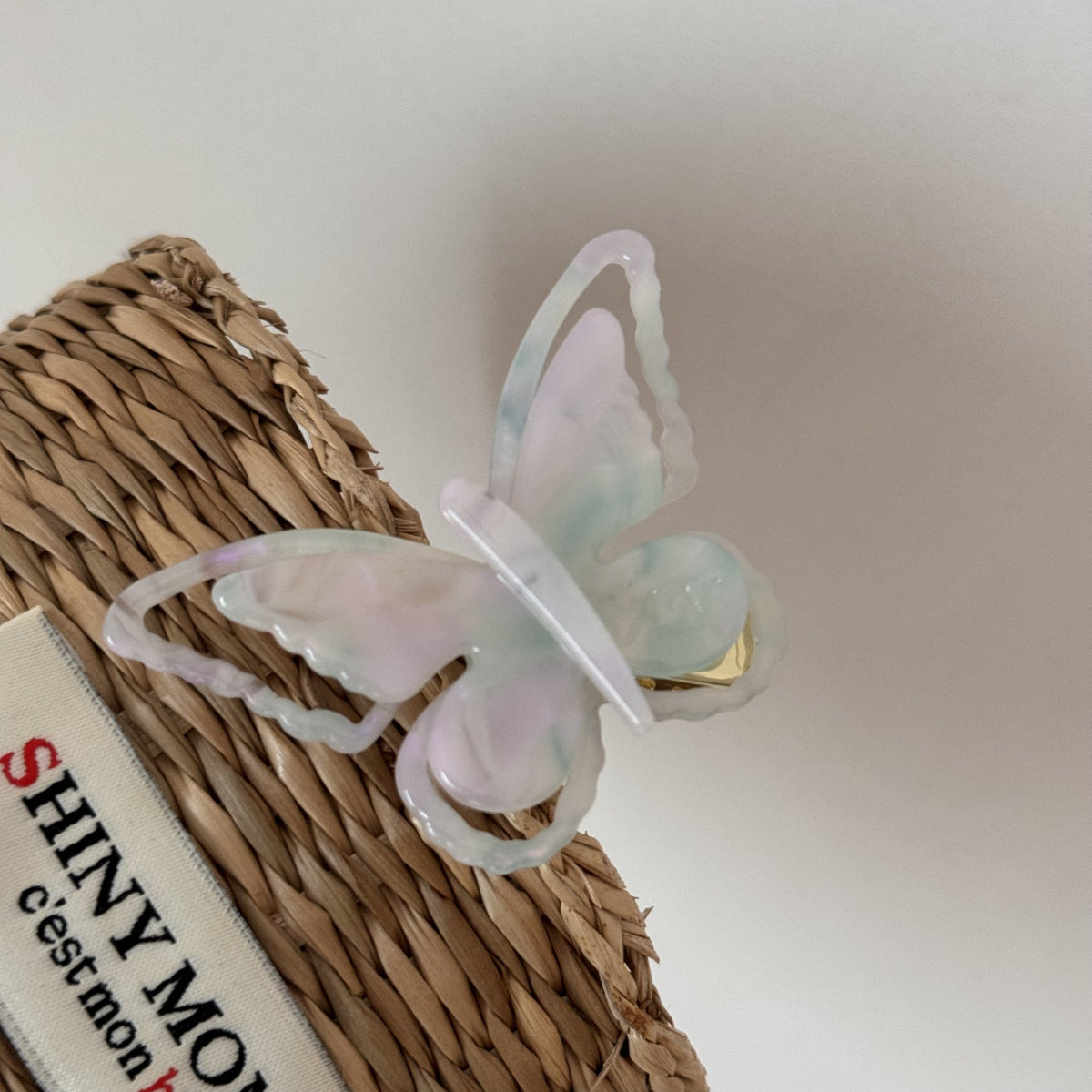 Elegant Iridescent Butterfly Acetate Hair Clip