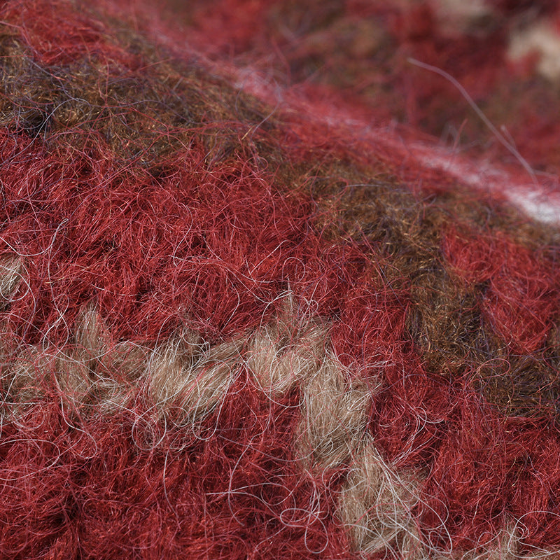 Striped Jacquard Knit Hat Padded Beanie