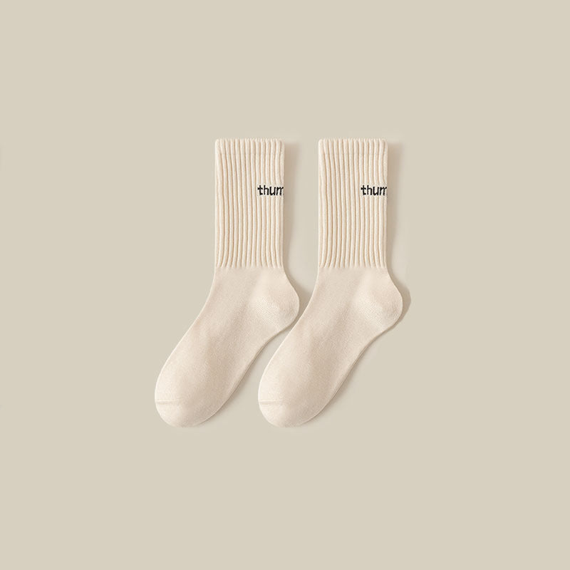 Simple Letter Solid Color Soft Socks