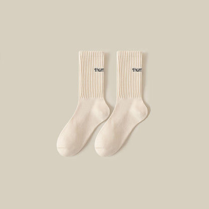 Simple Letter Solid Color Soft Socks