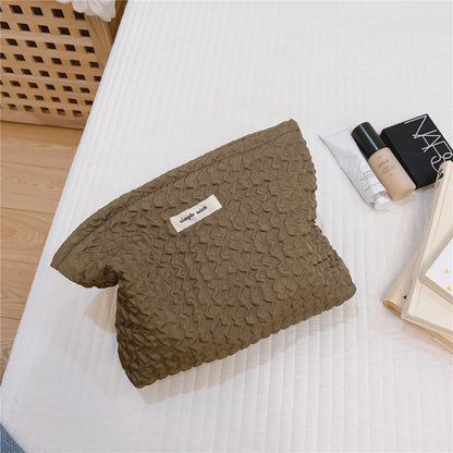 Simple Solid Color Large Capacity Makeup Bag