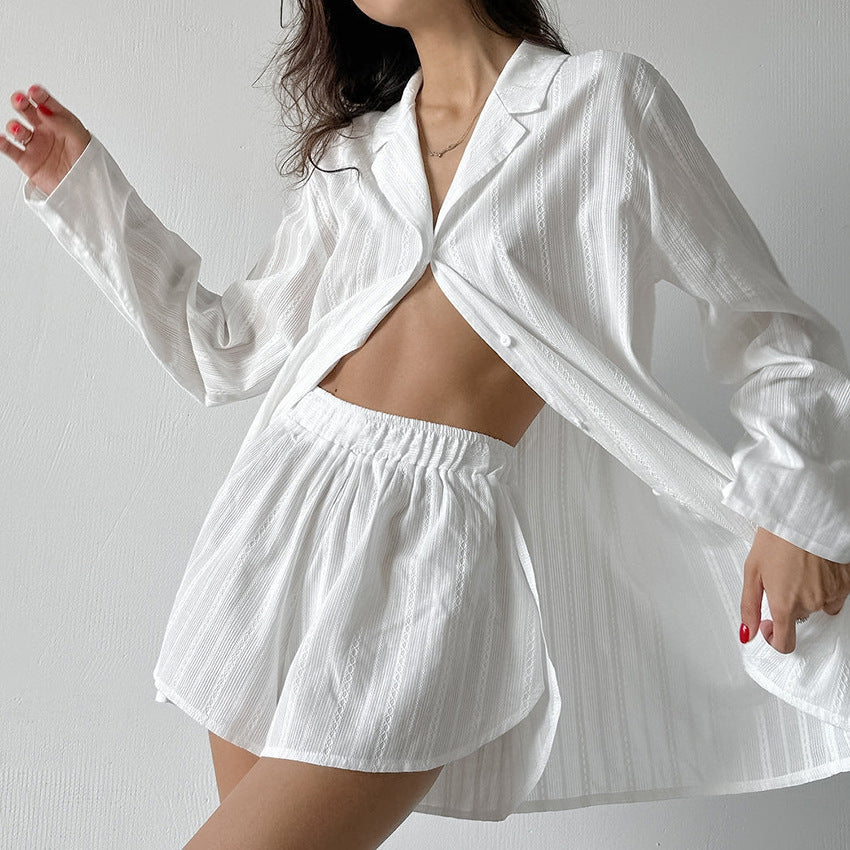 Stripe Jacquard Soft Sleepwear Sets