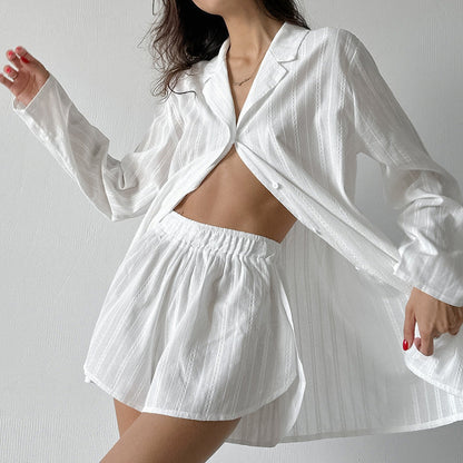 Stripe Jacquard Soft Sleepwear Sets
