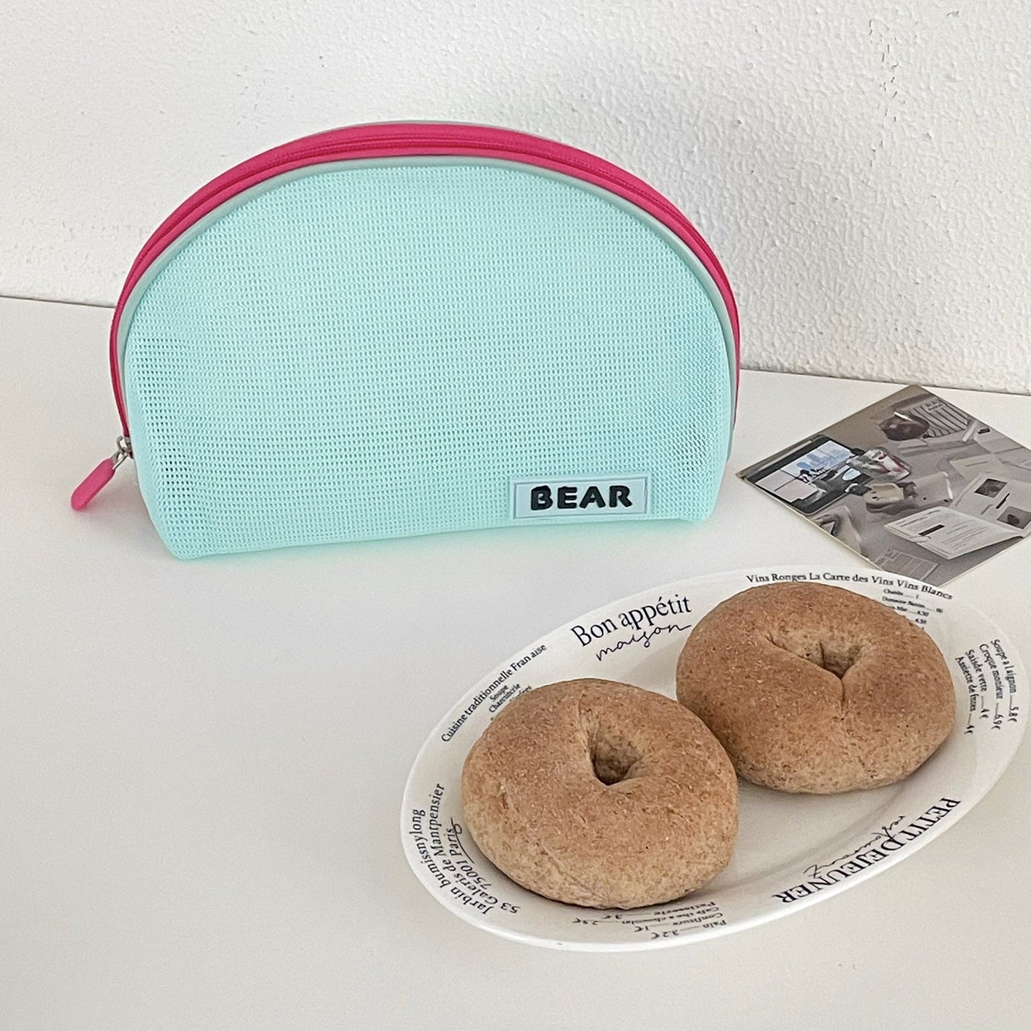 Half Moon Color Block Portable Make Up Bag