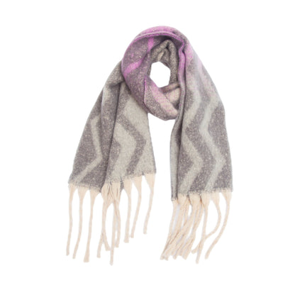 Gradient Color Print Tassel Scarf
