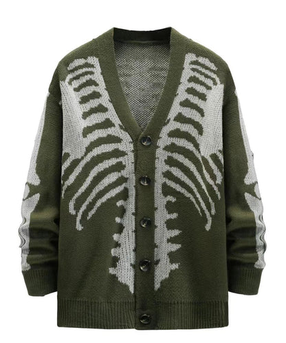Halloween Skull Jacquard Knit Cardigan