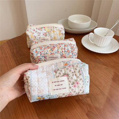 Floral Print Padded Simple Make Up Bag
