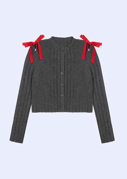 Simple Solid Color Bow Knot Knit Sweater