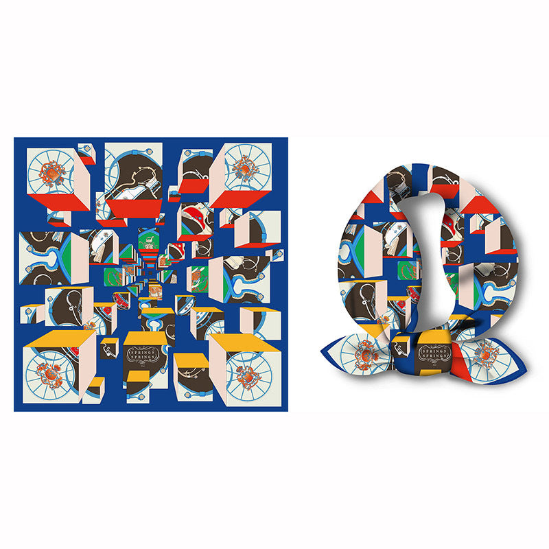 Splicing Colorful Art Print Square Satin Scarf