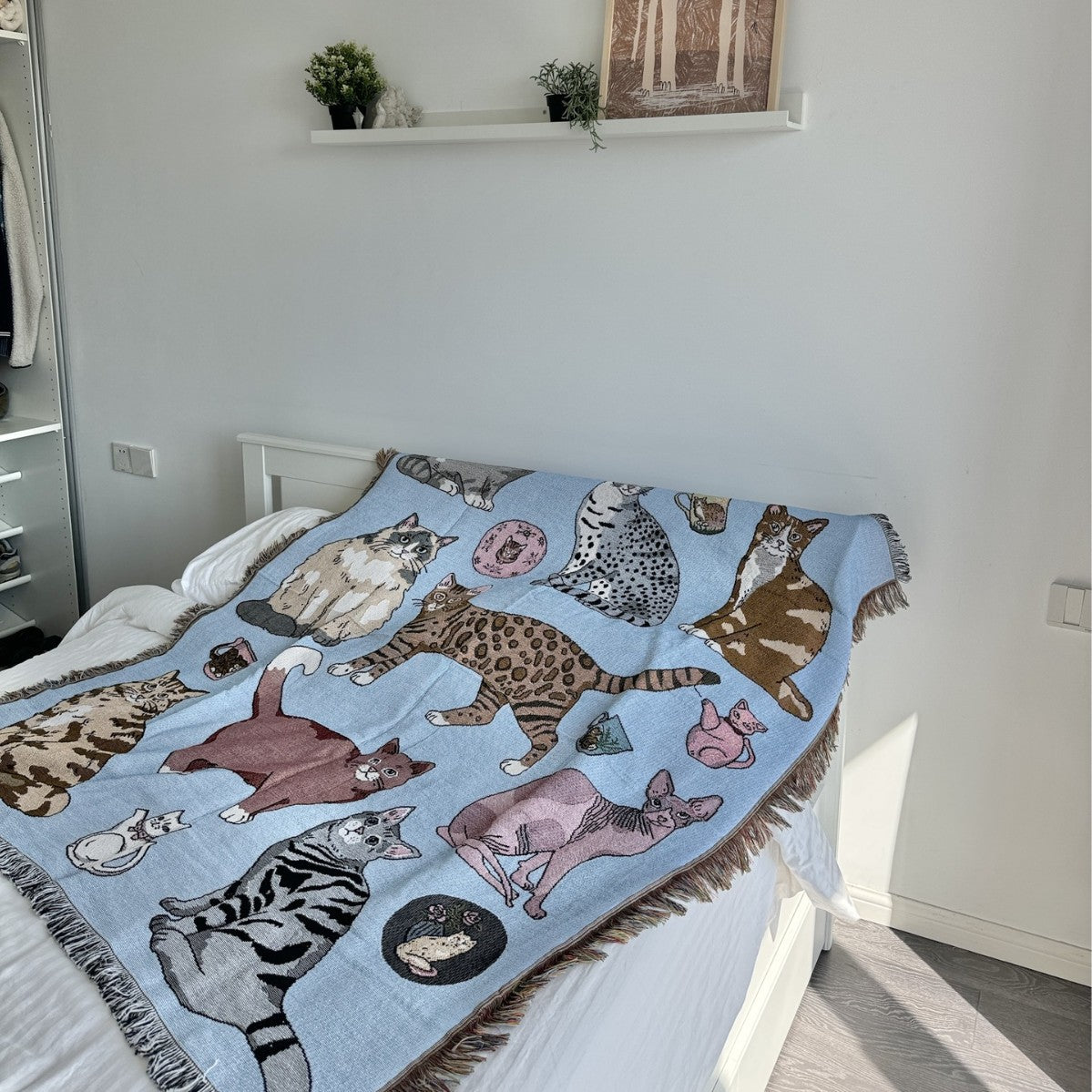 Cozy Funny Cat Prints Tapestry Throw Blanket