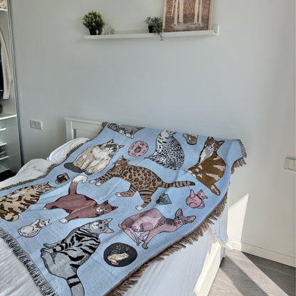 Cozy Funny Cat Prints Tapestry Throw Blanket