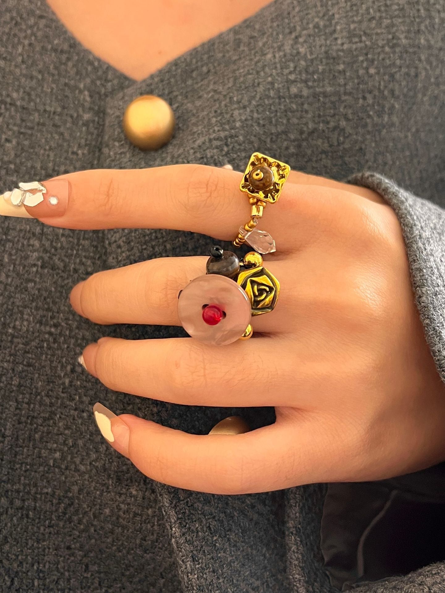 Chic Handmade Beaded Stretch Band Ring