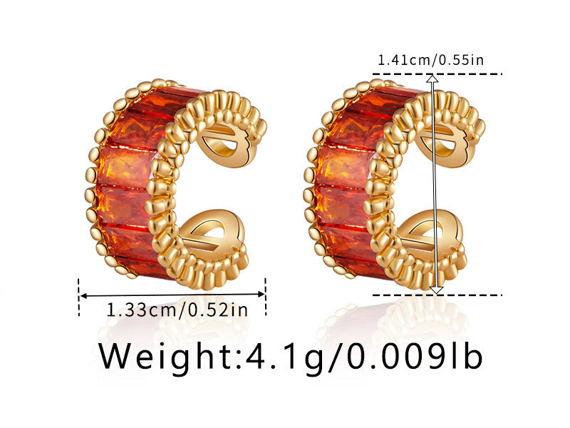 Vintage Elegant Zircon Clip Earrings