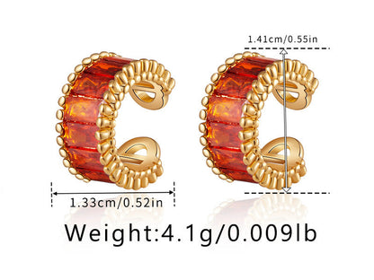 Vintage Elegant Zircon Clip Earrings