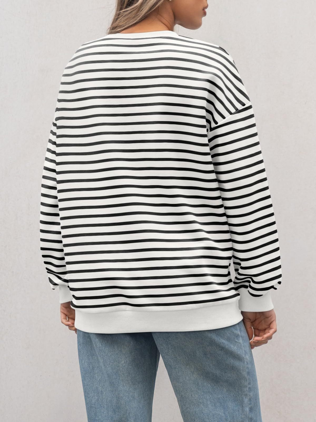 Striped Loose Color Block Casual Sweatshirt