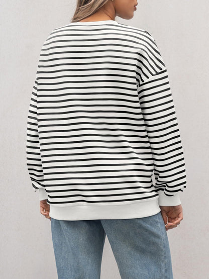 Striped Loose Color Block Casual Sweatshirt