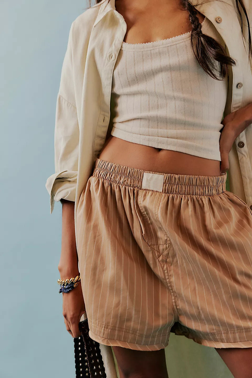 Simple Striped Casual Shorts