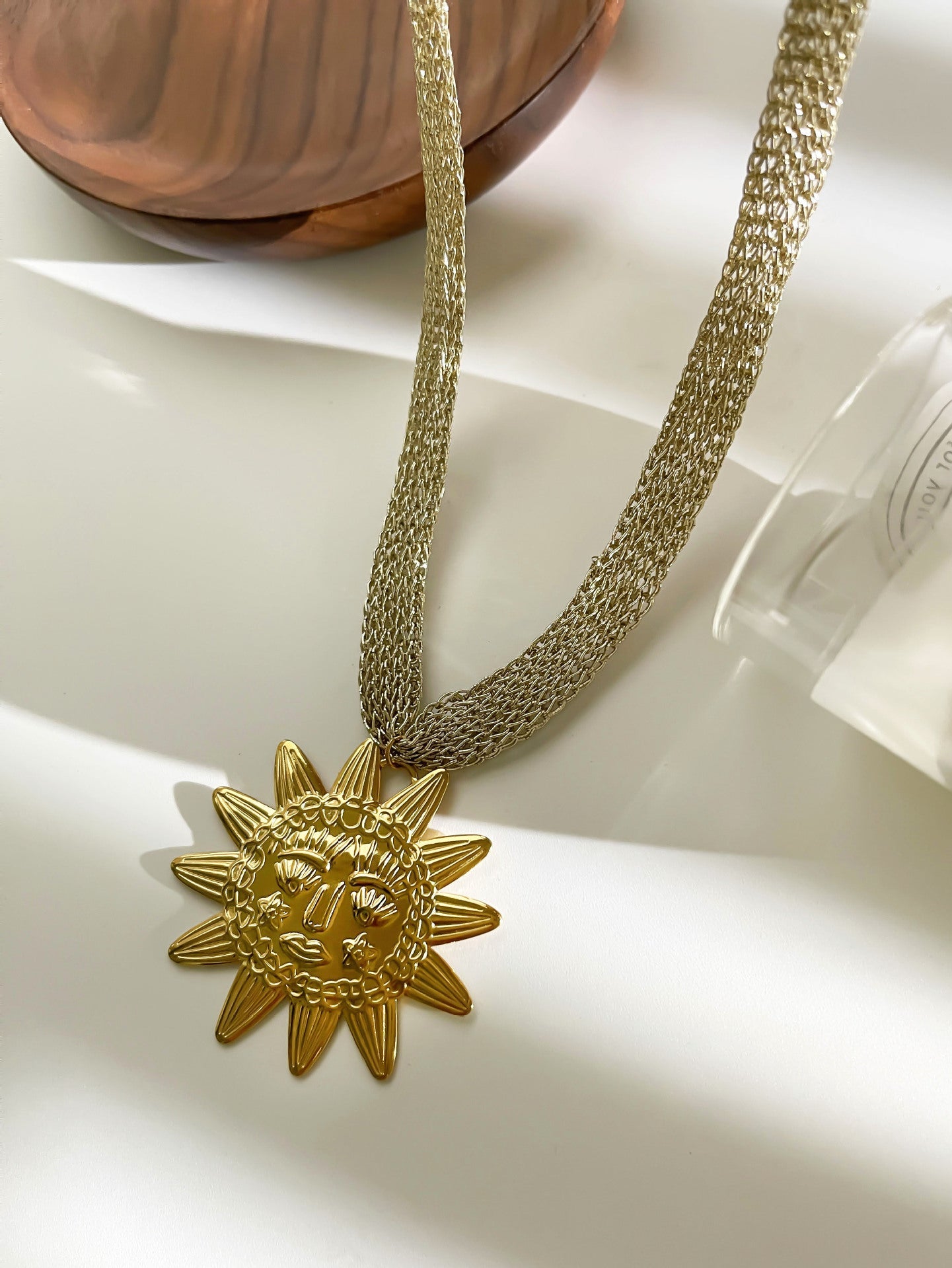 Chunky Gold Plated Statement Pendant Necklace