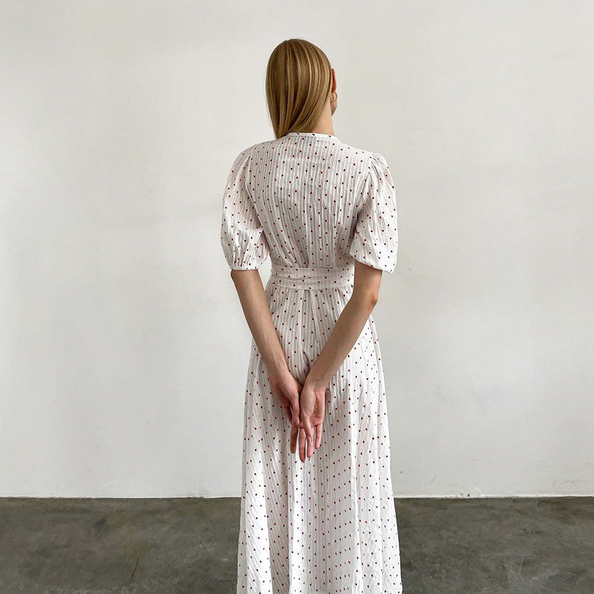 Bubble Sleeve Waist Tie Homewear Dress