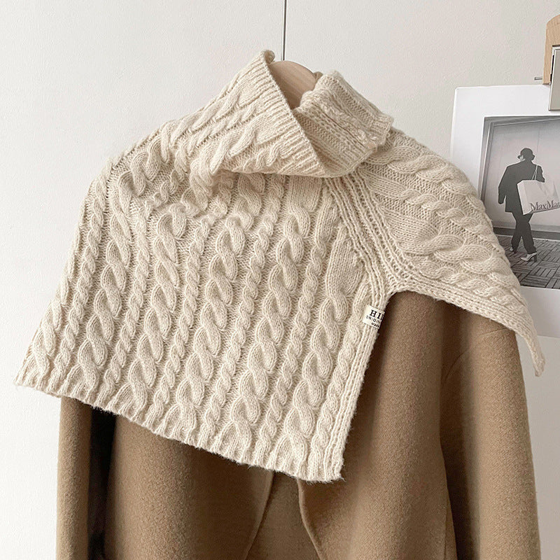 Twist Solid Color Split Pullover Knit Scarve