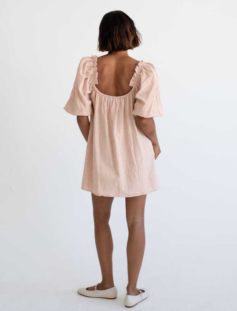 Vintage Off-Shoulder Puff Sleeve Babydoll Dress