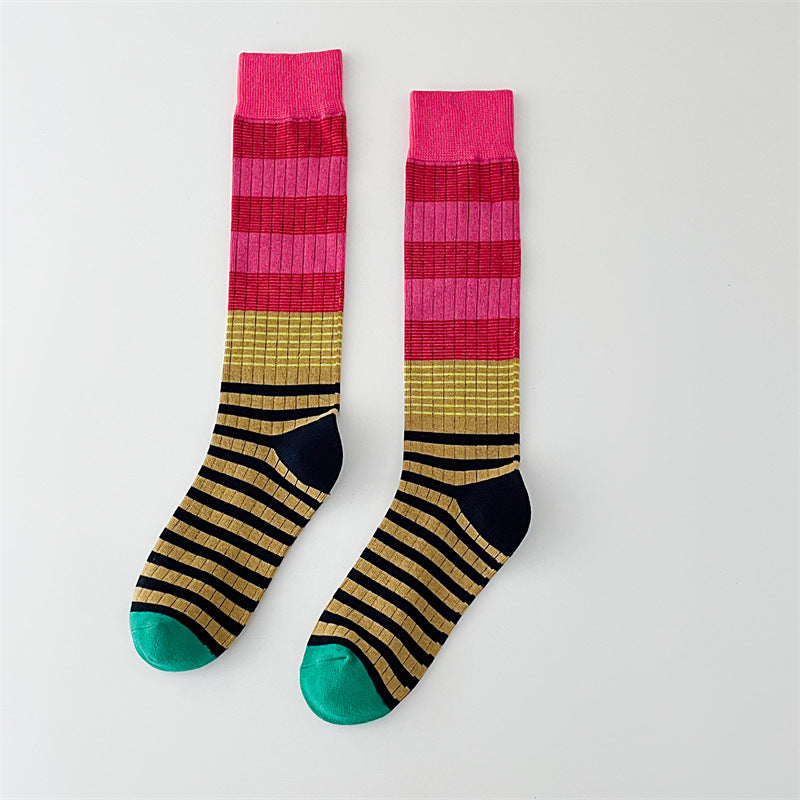 Color Block Striped Long Slouch Socks