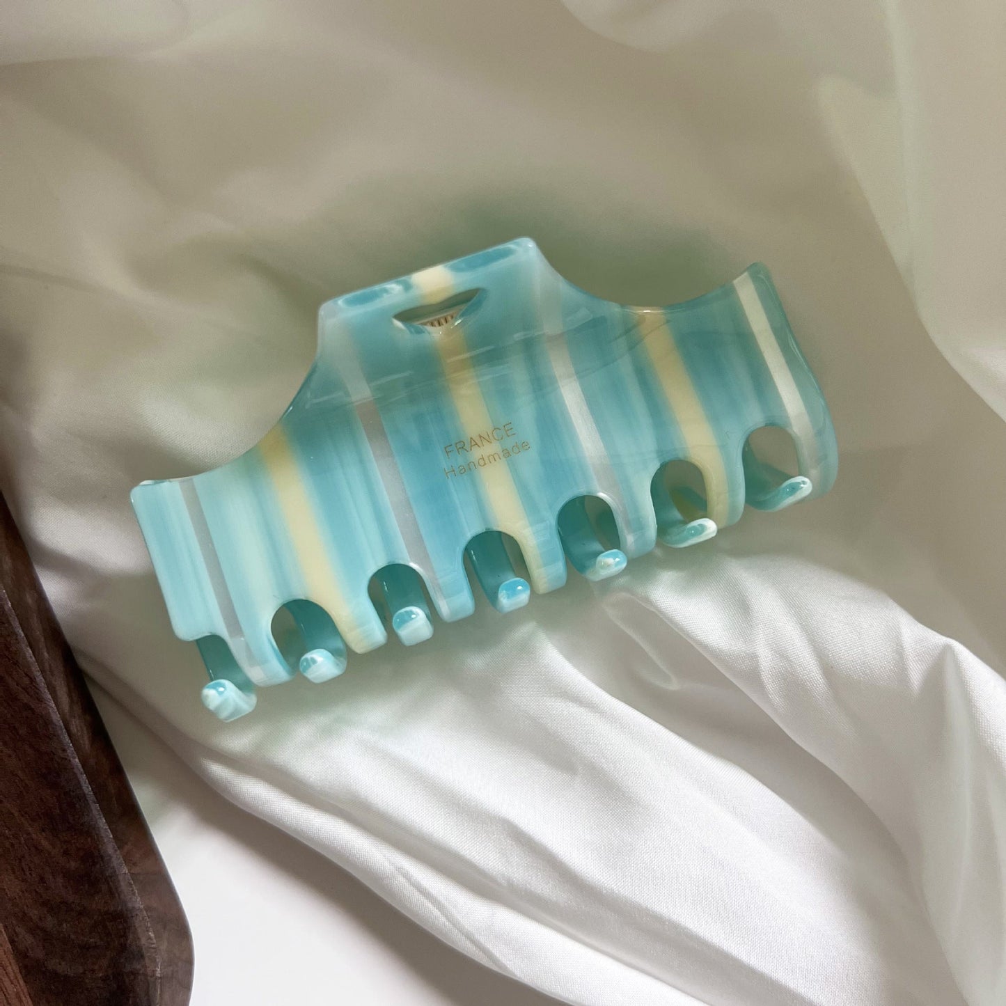 Vintage Heart Stripe Acetate Hair Claw