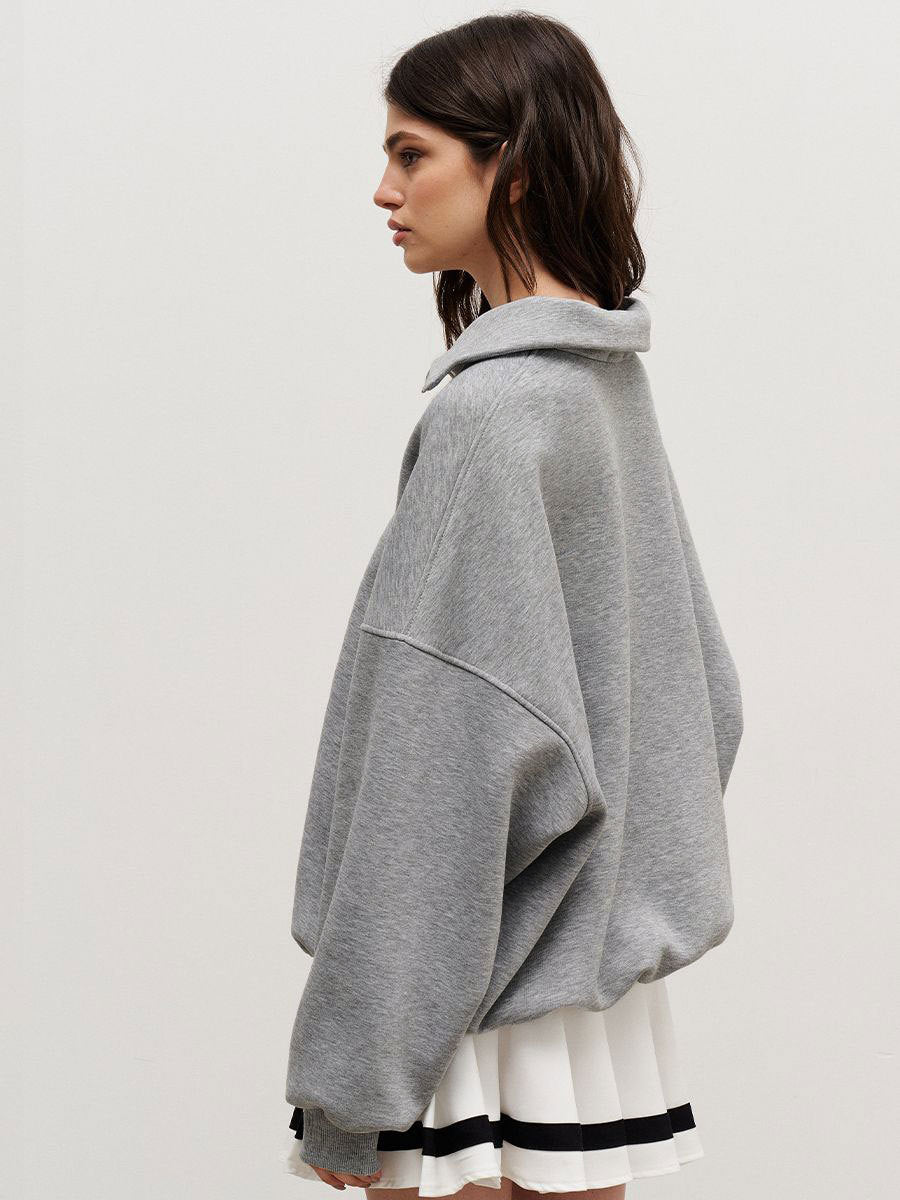 Loose Lapel Zipper Hoodie