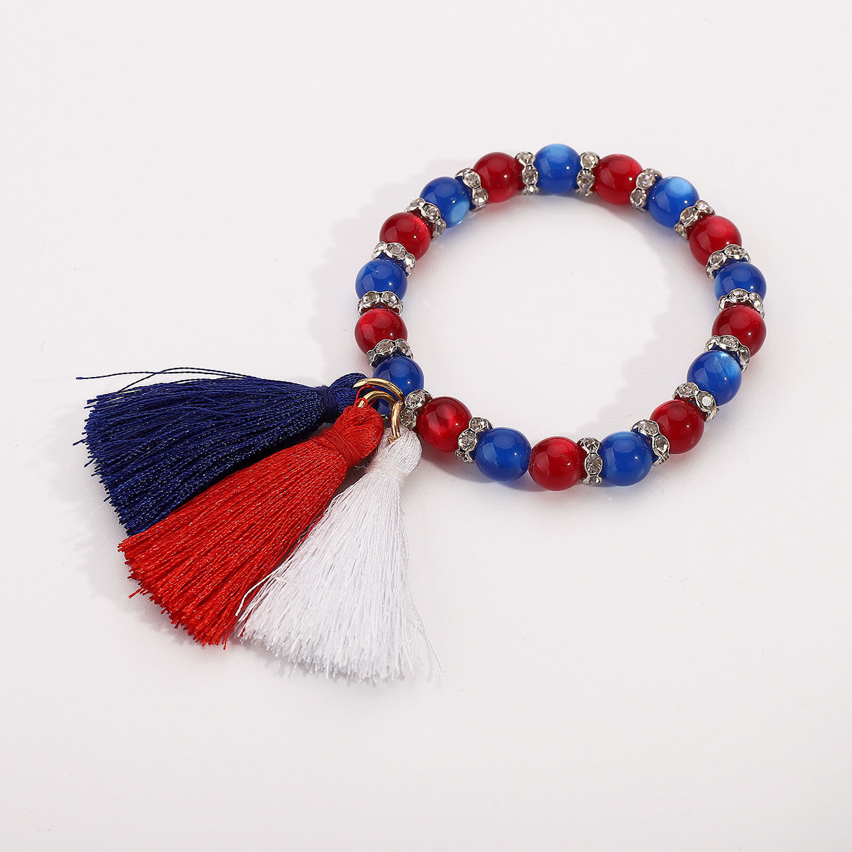 Independence Day Handmade Beaded Tassel Bracelet