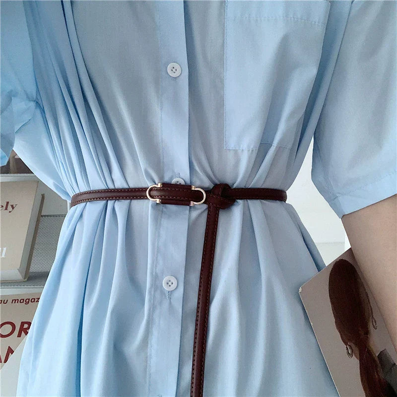 Simple Elegant Leather Slim Belt