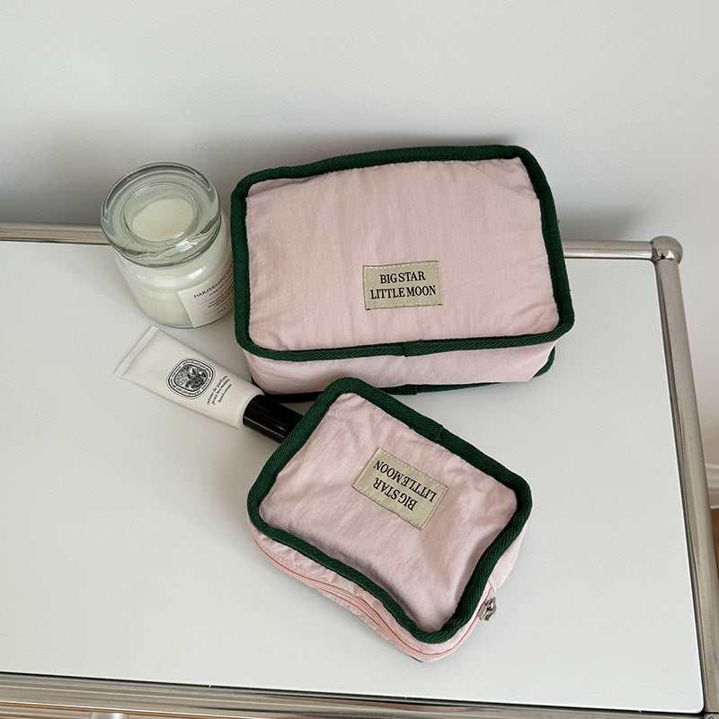 Cute Color Block Soft Makeup Bag