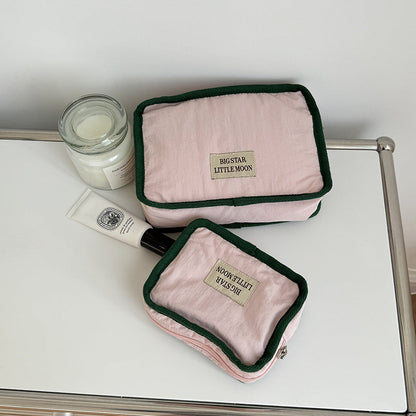 Cute Color Block Soft Makeup Bag