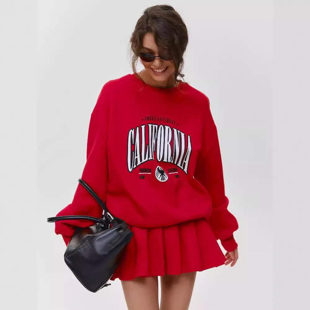 Vintage Loose Casual Print Hoodie